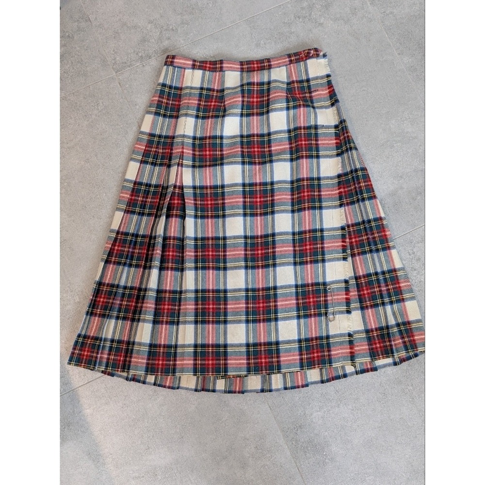 Dress Stewart‎ Tartan Wool Kilt Skirt Plaid Wrap Vintage Preppy Size Small - Picture 2 of 8